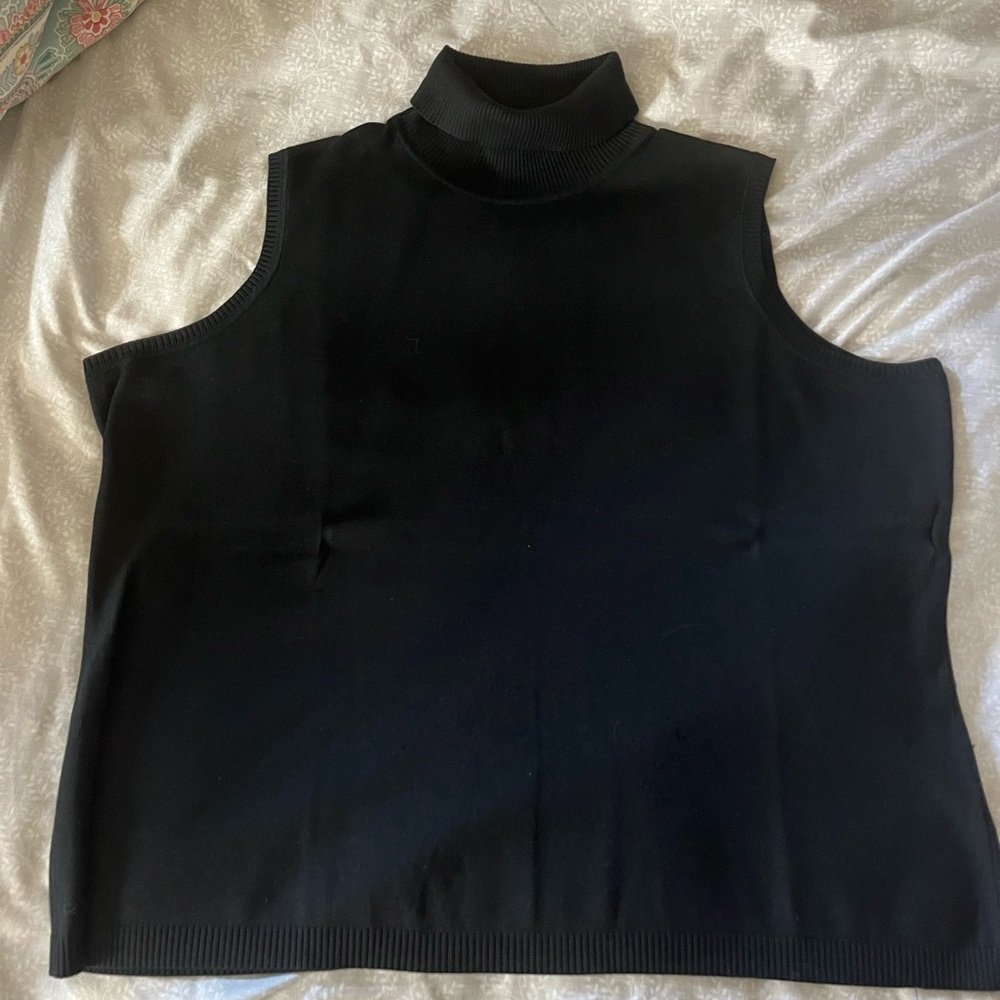 Caslon Black Sleeveless Mock Neck 75% Silk Top